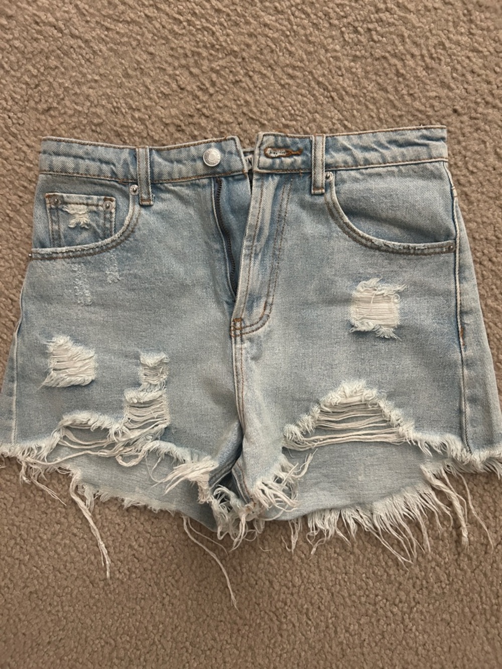 Signature8 Light Blue Distressed Denim Cutoff Shorts